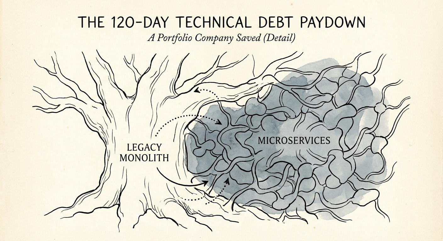 A diagram illustrating the Strangler Fig pattern for replacing
legacy monolithic software with microservices.