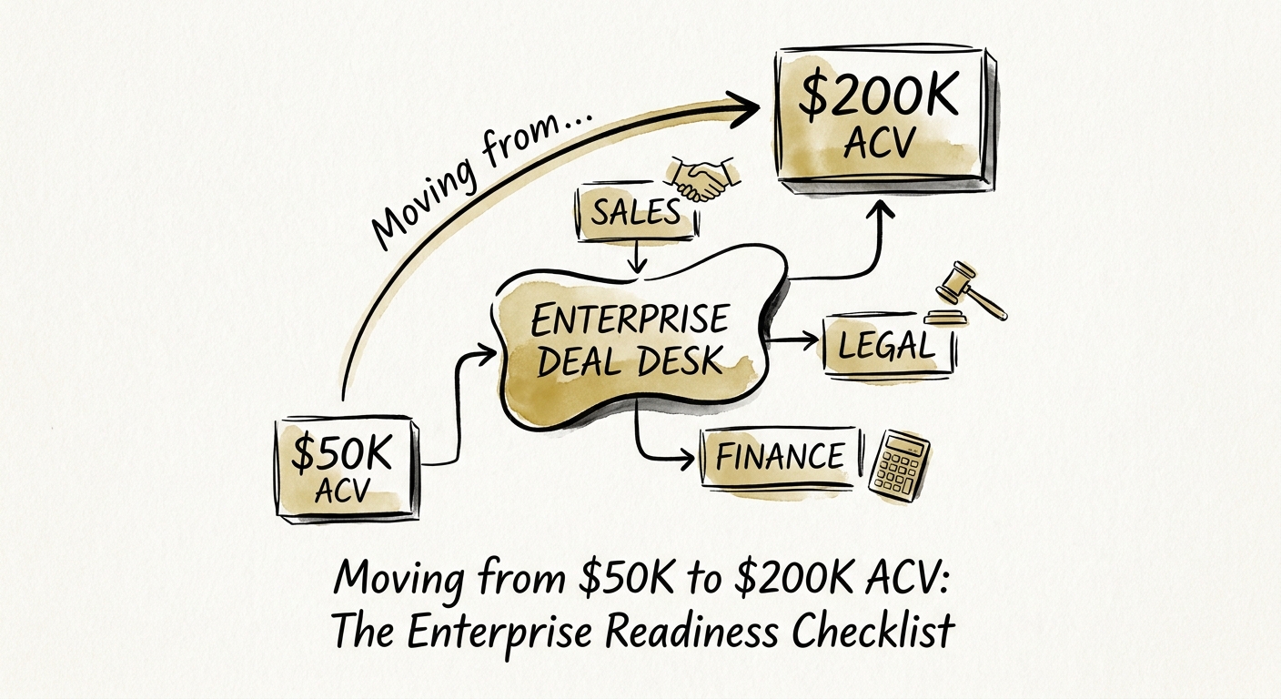 Enterprise Deal Desk architecture diagram showing alignment between Sales, Legal, and Finance.