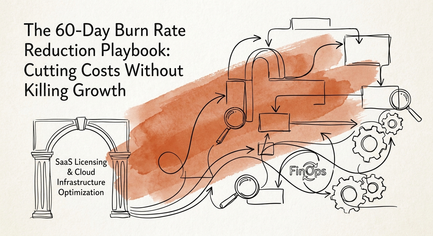 A FinOps architecture diagram highlighting the optimization of SaaS licensing and cloud infrastructure