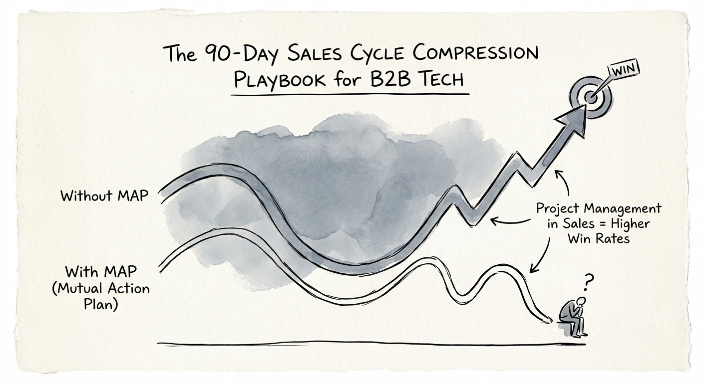 Chart comparing win rates of deals with Mutual Action Plans versus those without, highlighting the impact of project management in sales.