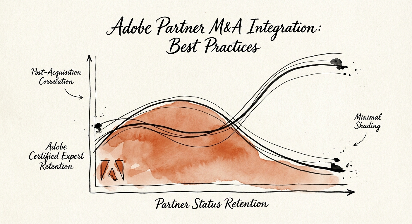 Chart showing the correlation between Adobe Certified Expert retention and Partner Status retention post-acquisition