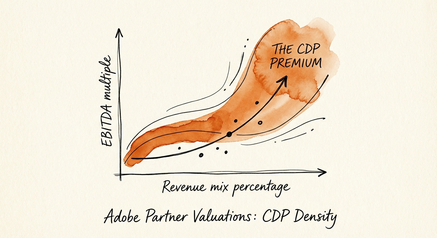 Chart illustrating the 'CDP Density' valuation metric: Revenue mix percentage vs. EBITDA multiple