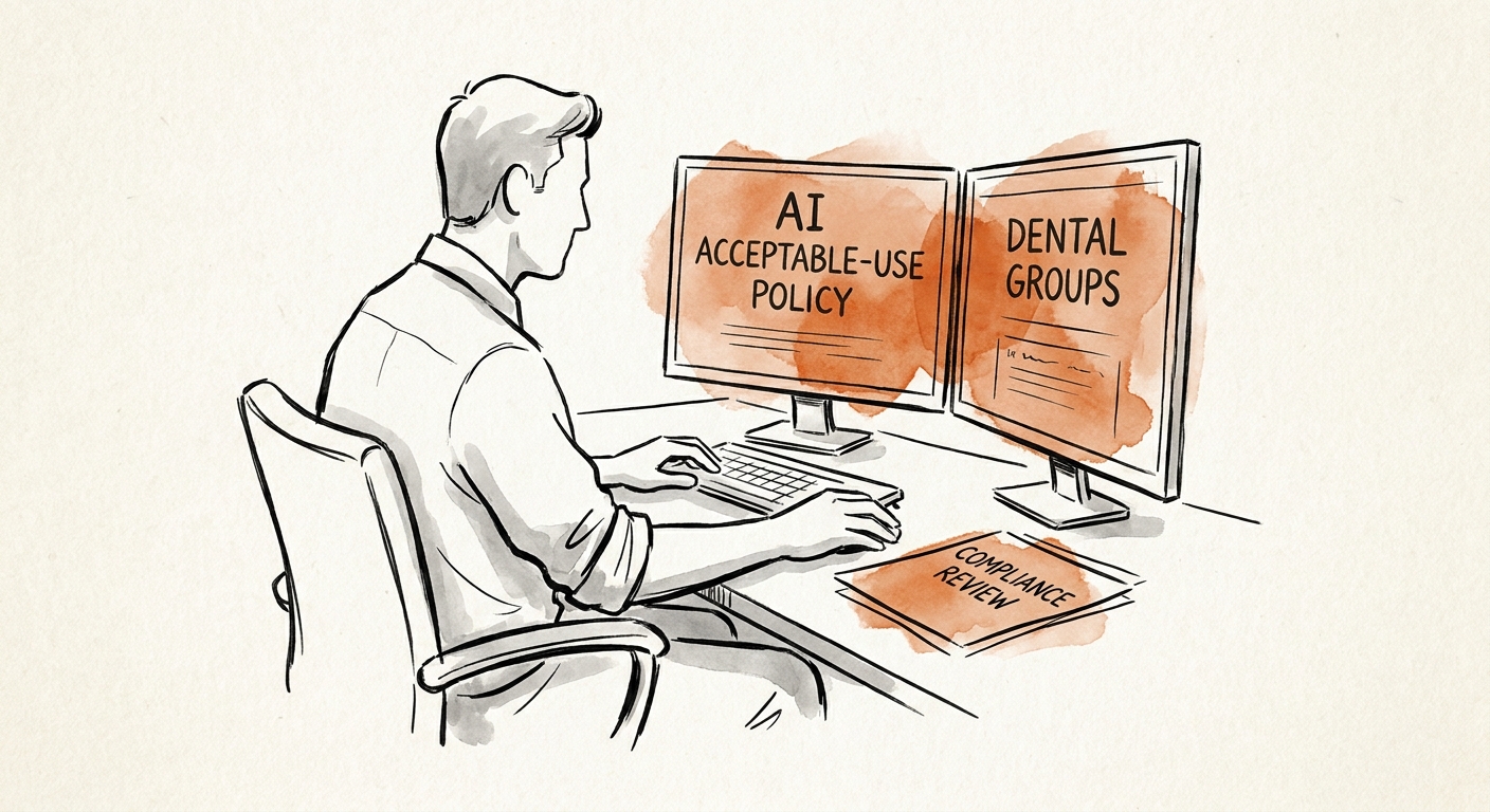 Dental services leaders reviewing a practical AI acceptable-use policy.