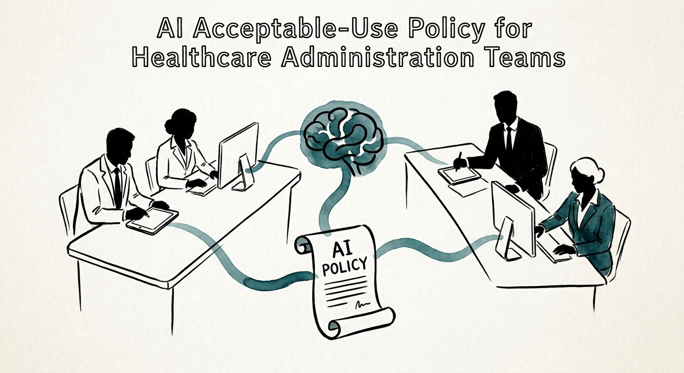 AI governance map for healthcare administration teams showing approved tools, restricted data, reviewers, and escalation paths.