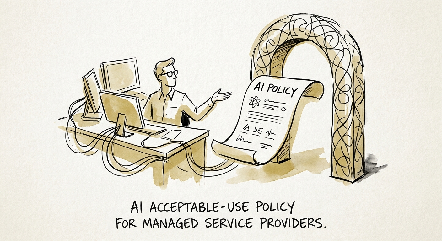 Managed services leaders reviewing a practical AI acceptable-use policy.