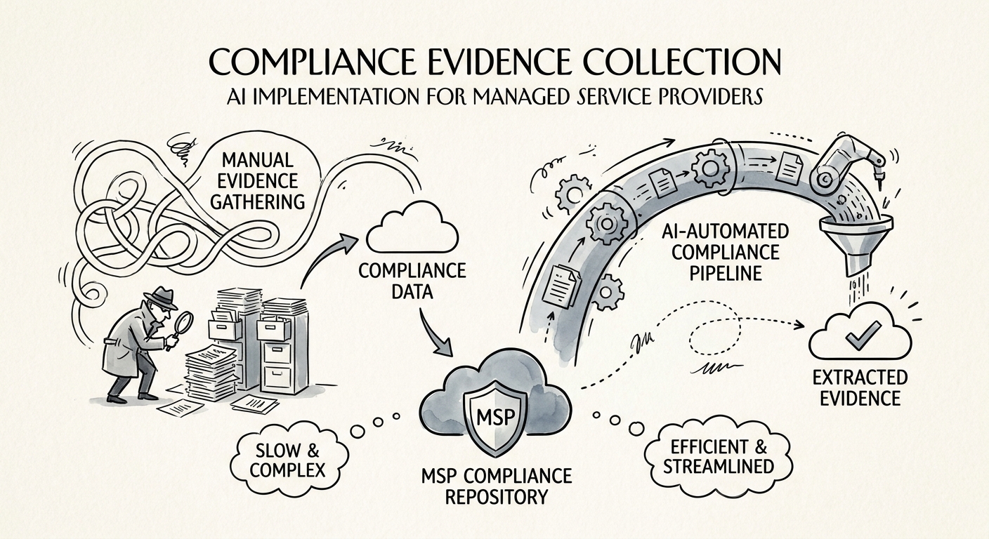 Knowledge-system workflow for compliance evidence collection showing source boundaries, reviewer controls, and measurement.