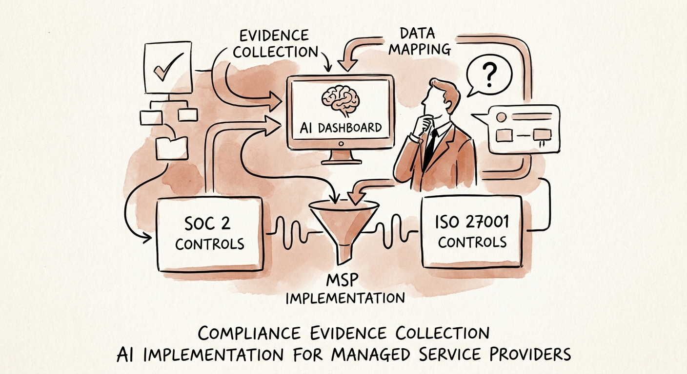 Managed services team reviewing a governed AI knowledge system for compliance evidence collection.
