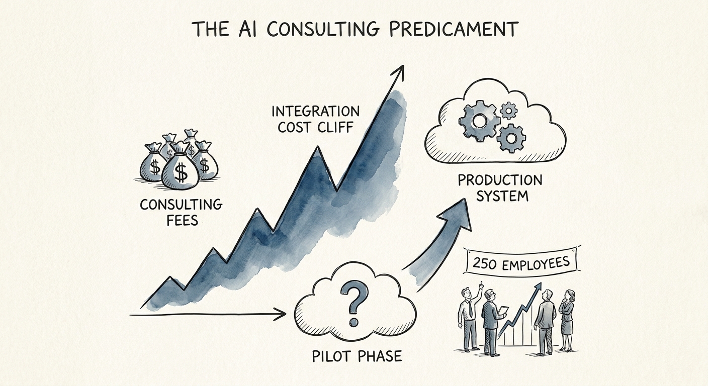 AI consulting scope review showing workflow value, access controls, implementation effort, and adoption owner.