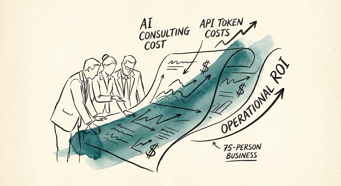 AI consulting scope review showing workflow value, access controls, implementation effort, and adoption owner.