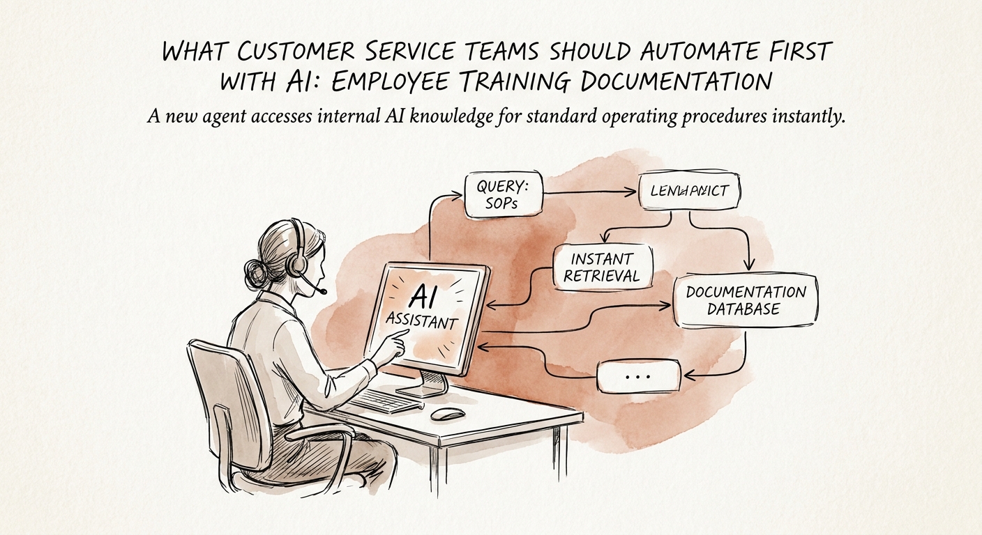 Operating model for employee training documentation showing sources, reviewers, controls, and ROI measures.