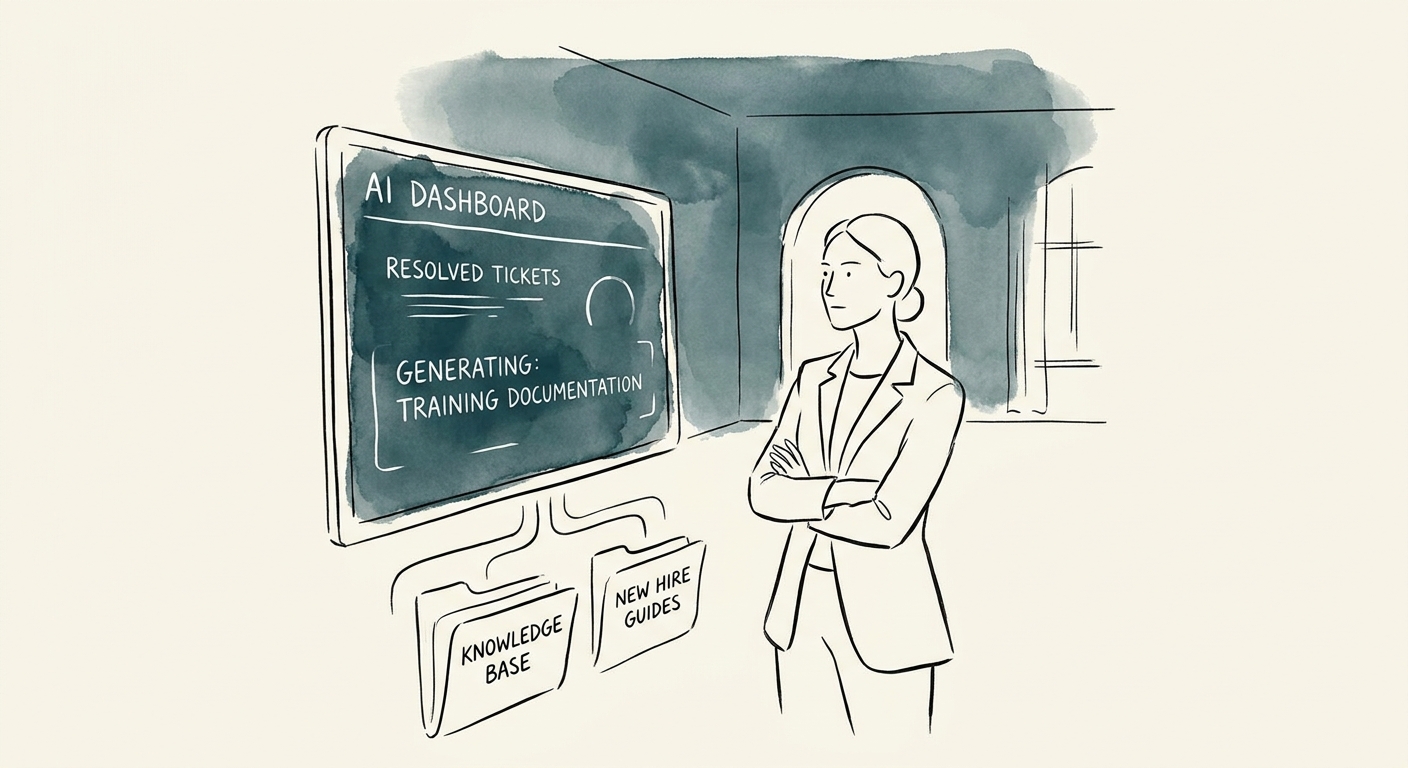 Customer service teams in growing businesses reviewing an AI workflow plan for employee training documentation.