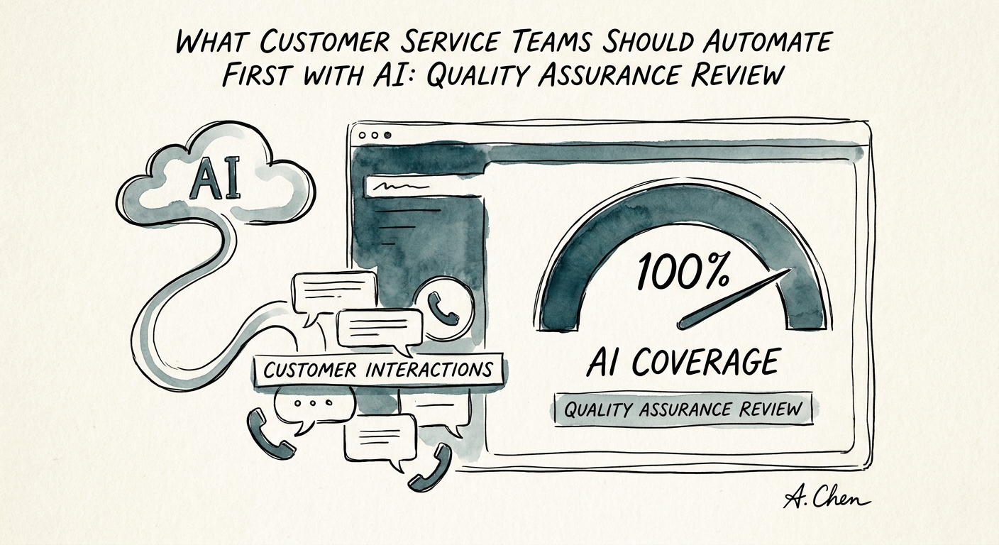 Customer service QA manager reviewing ticket samples, rubric scores, escalation notes, and AI-suggested coaching before approving a quality finding.