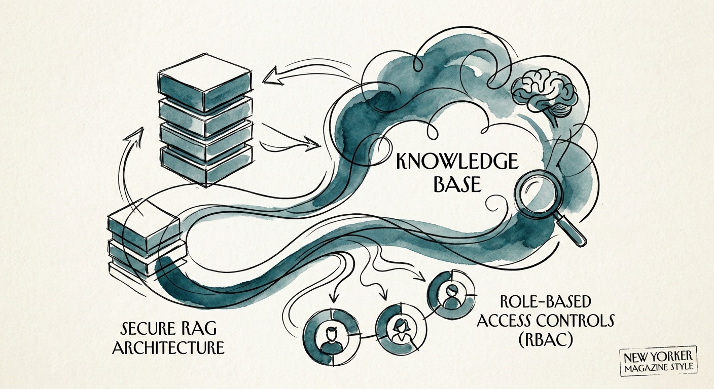 A diagram demonstrating a secure RAG architecture for an IT services knowledge base with role-based access controls.