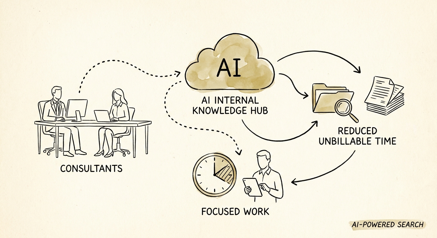 Internal knowledge search architecture with source cleanup, permissions, retrieval, and review.