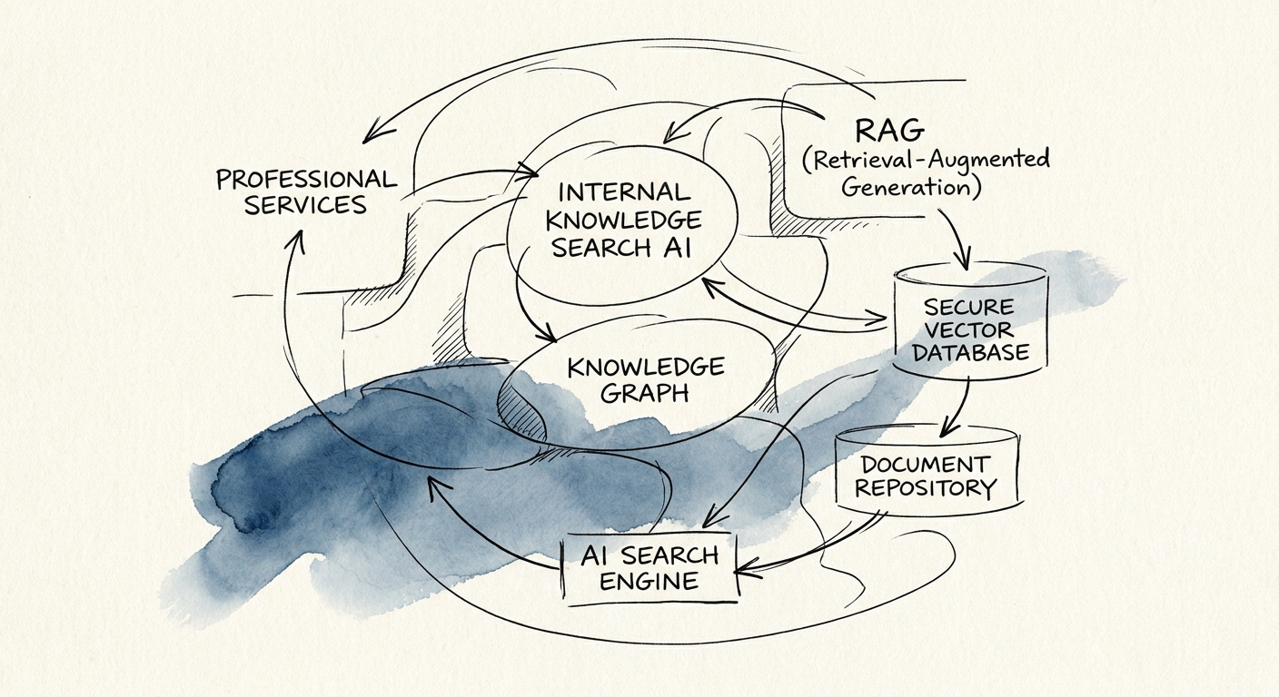 Professional services team searching firm knowledge through a governed AI interface.