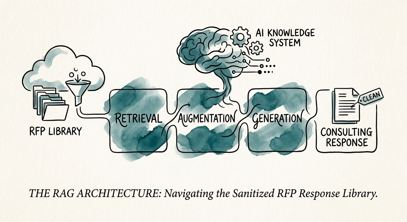 RFP response workflow connecting approved answers, proof points, and review owners.