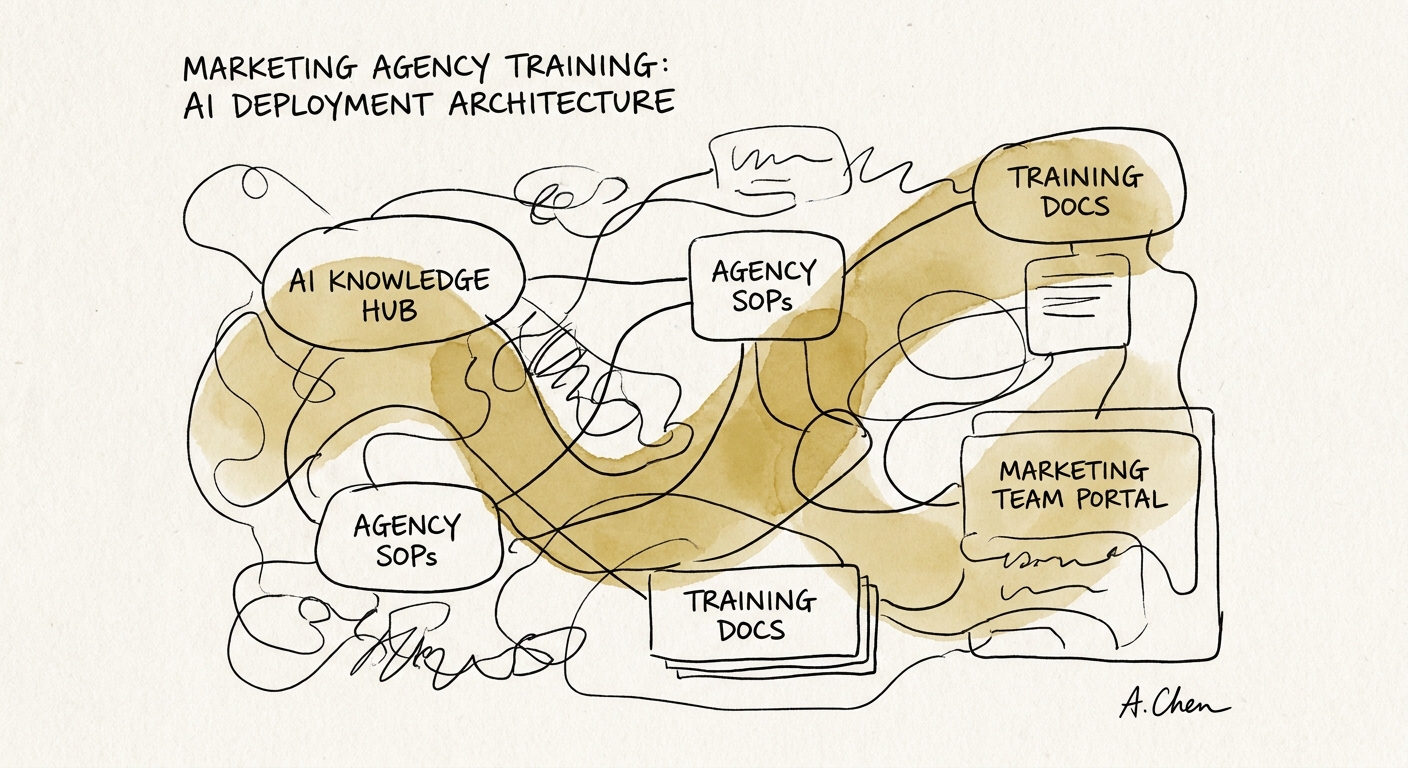 Marketing agencies reviewing a governed AI workflow for training documentation.