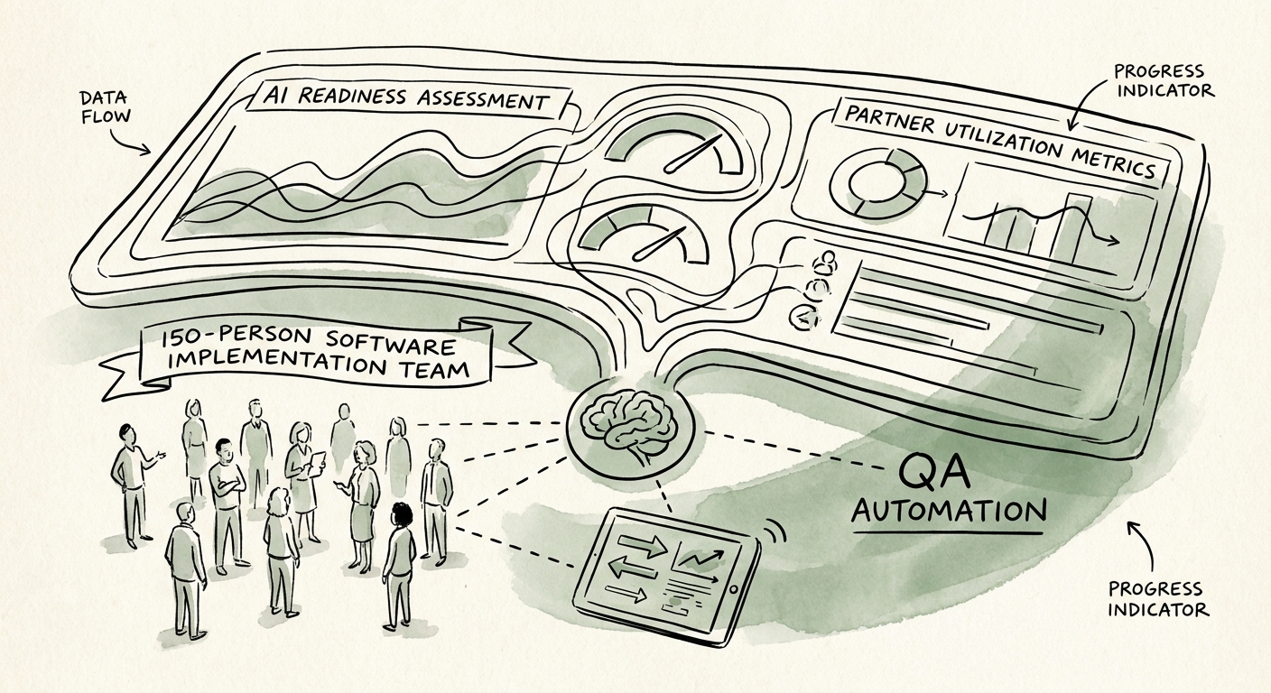 Operating roadmap for implementing AI-assisted software implementation delivery with source controls and review ownership.