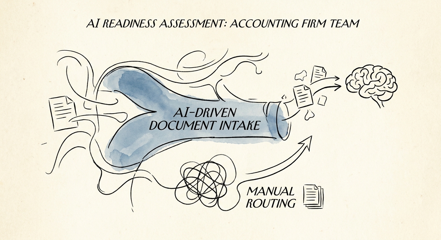 A diagram illustrating an AI-driven document intake pipeline replacing manual routing.