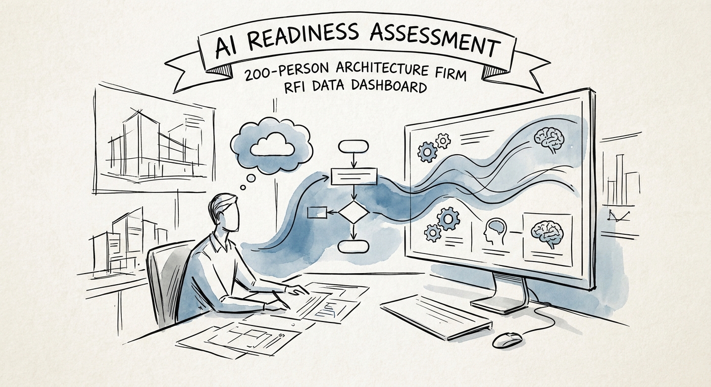 Project manager reviewing unified RFI data dashboard highlighting AI workflow automation