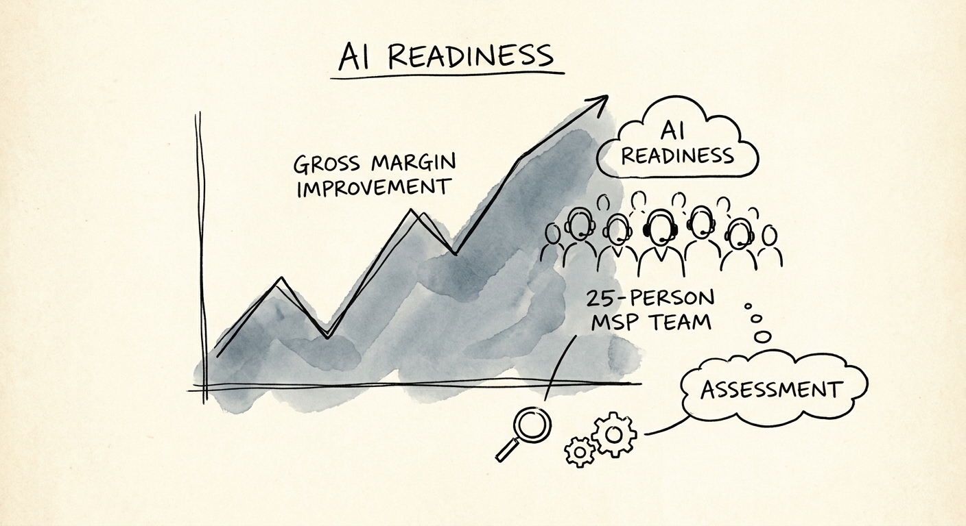 Graph showing Managed Service Provider gross margin improvement following AI ticket triage deployment.