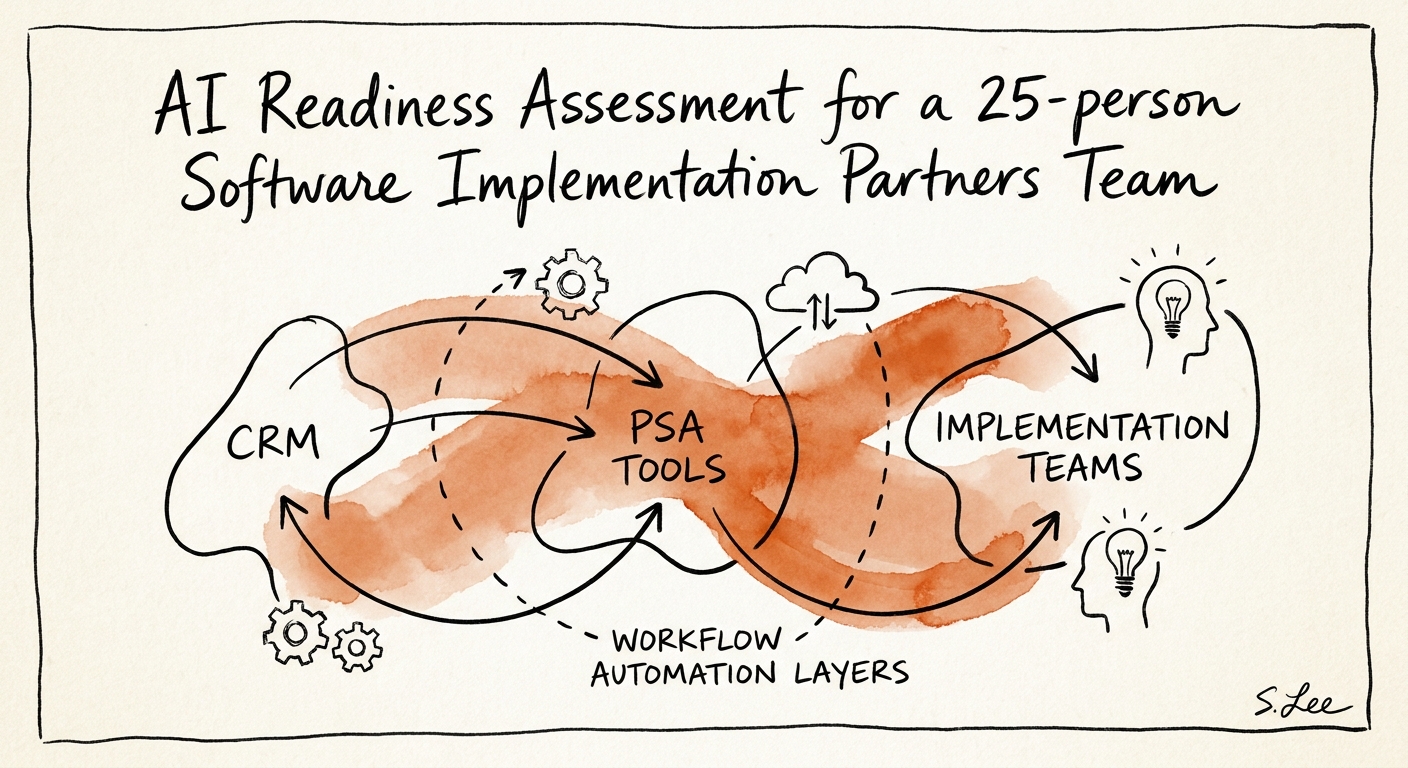 Workflow map connecting delivery artifacts, review rules, and AI readiness checks.
