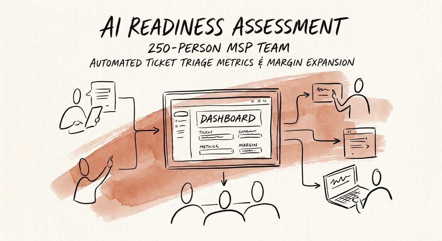 Managed service provider leadership team reviewing AI readiness across service workflows.