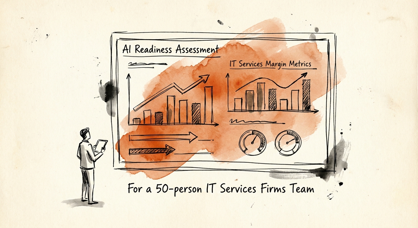 IT services leadership team scoring AI readiness across delivery workflows.