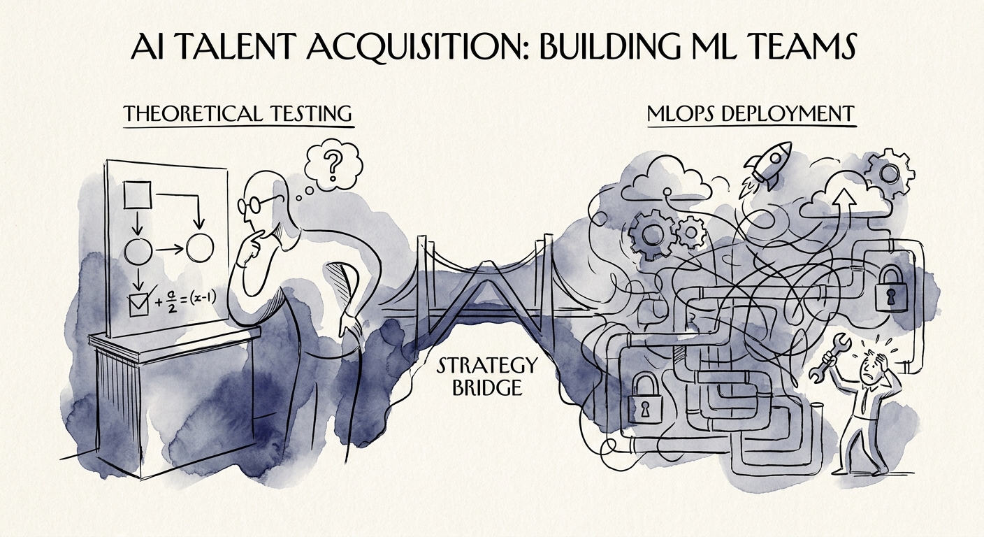 Technical interview framework comparing theoretical algorithm testing to MLOps deployment challenges