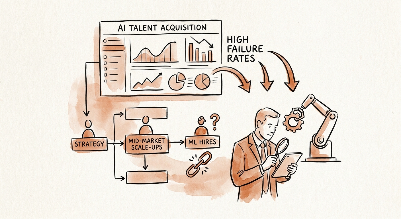 Dashboard showing high failure rates of machine learning hires in mid-market scale-ups