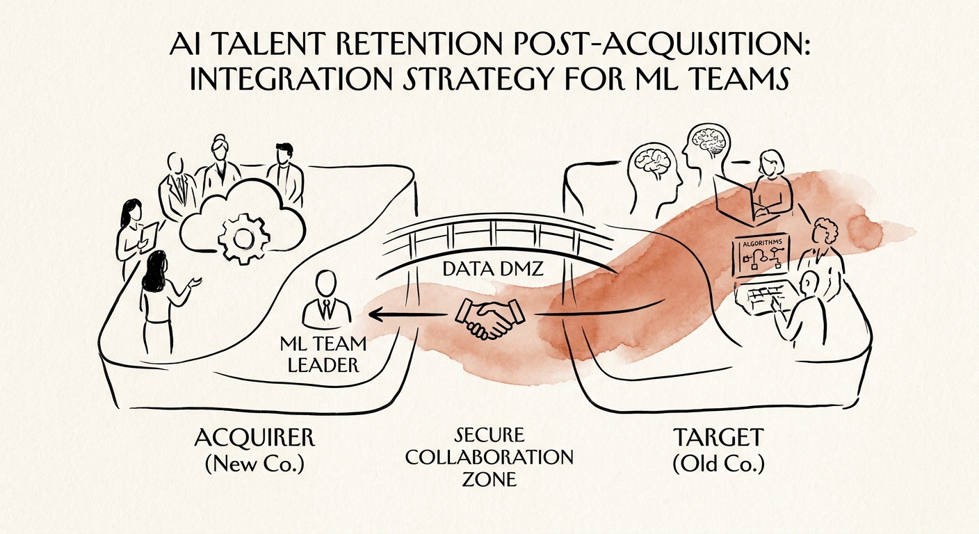 Diagram showing a Data DMZ architecture for post-merger AI integration.
