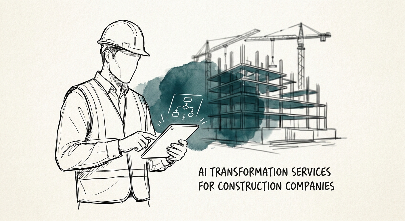 Operator workspace reviewing construction AI transformation priorities for a construction company.
