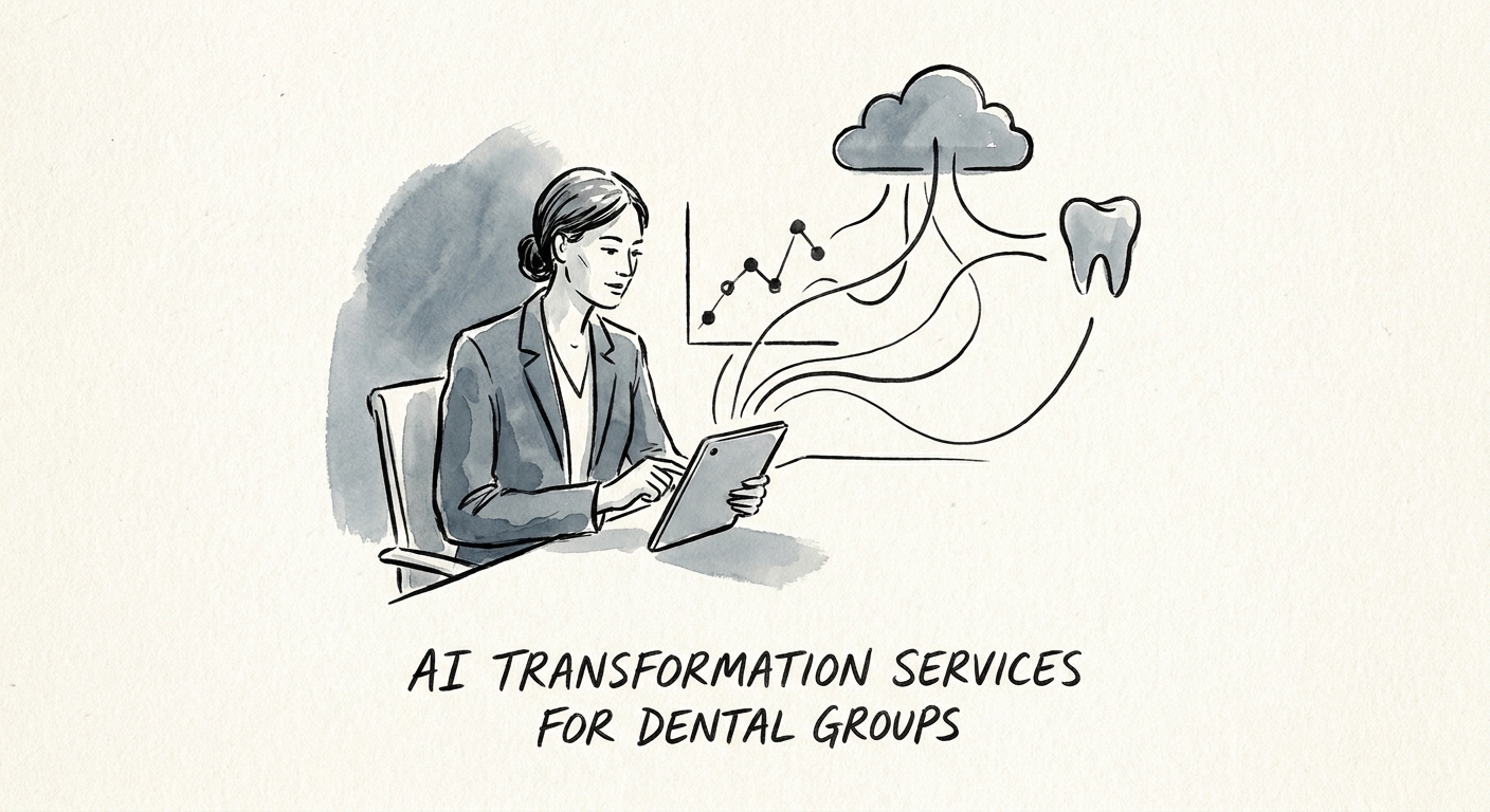 Dental group AI workflow showing scheduling coordination, insurance follow-up, chart review support, patient messages, and human approval.