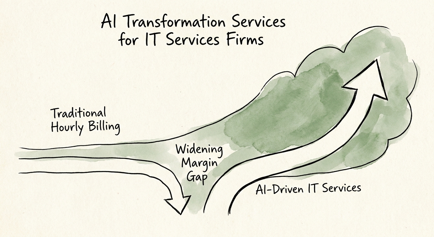 IT services leadership team mapping delivery workflows, AI governance, and pricing implications.