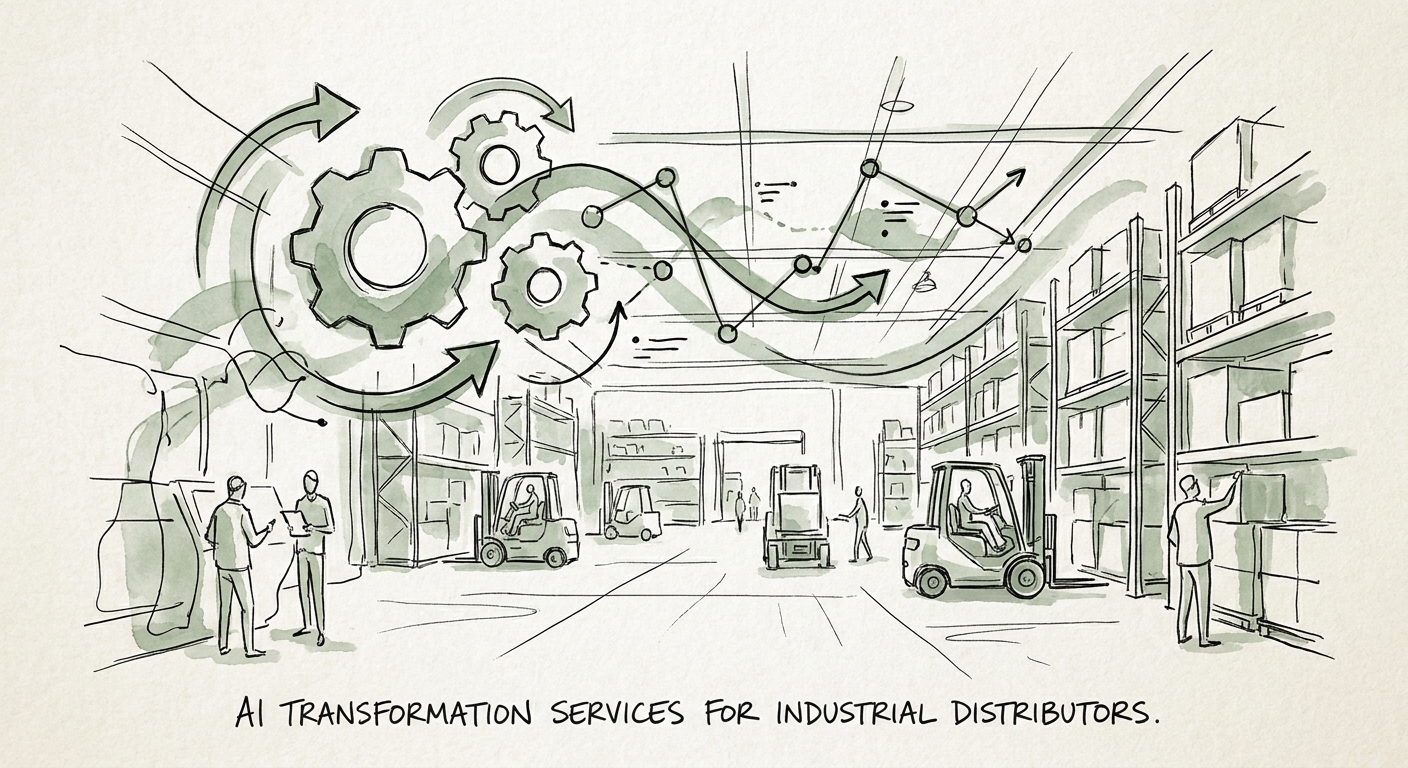 Operator workspace reviewing industrial distributor AI transformation priorities for an industrial distributor.