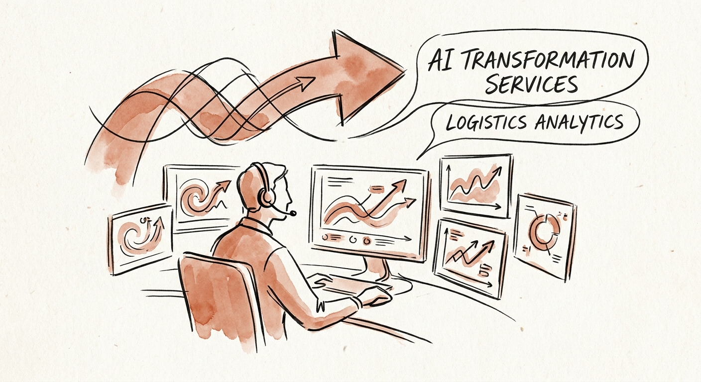 Operator workspace reviewing logistics AI transformation priorities for a logistics company.