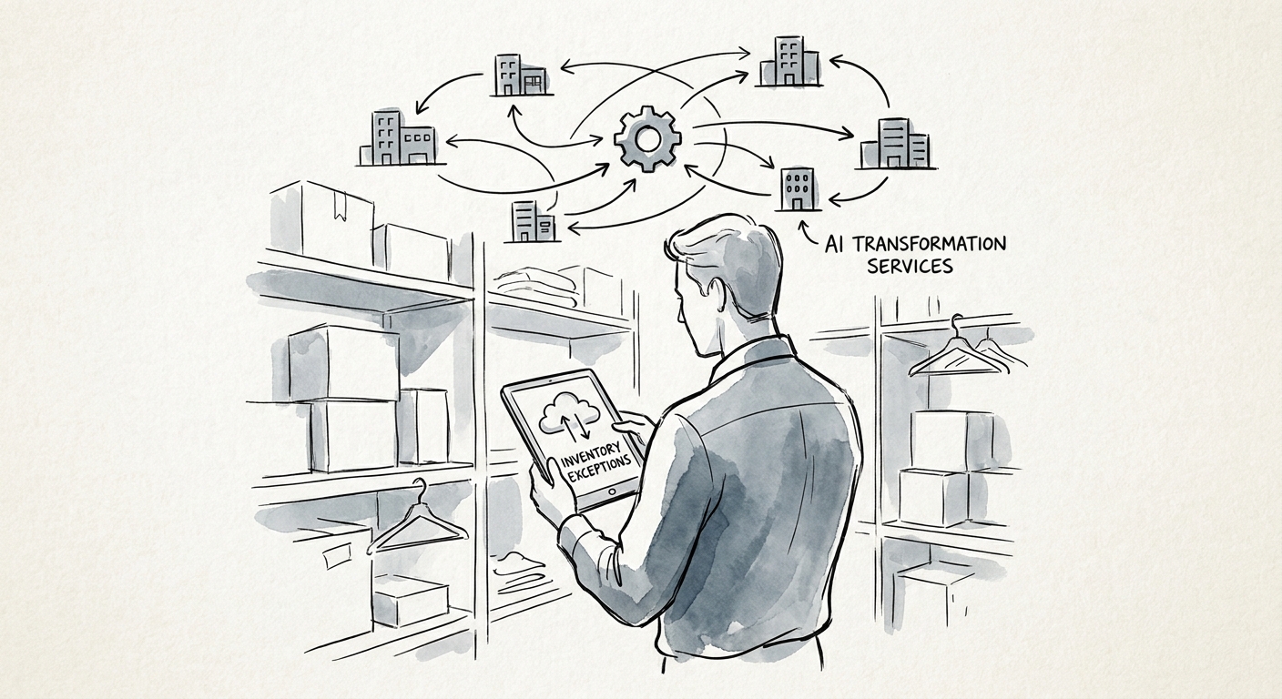Operator workspace reviewing multi-location retail AI transformation priorities for a multi-location retailer.