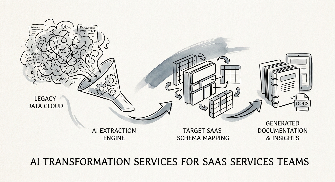 SaaS AI workflow map connecting onboarding notes, support tickets, product usage, renewal signals, and human review.