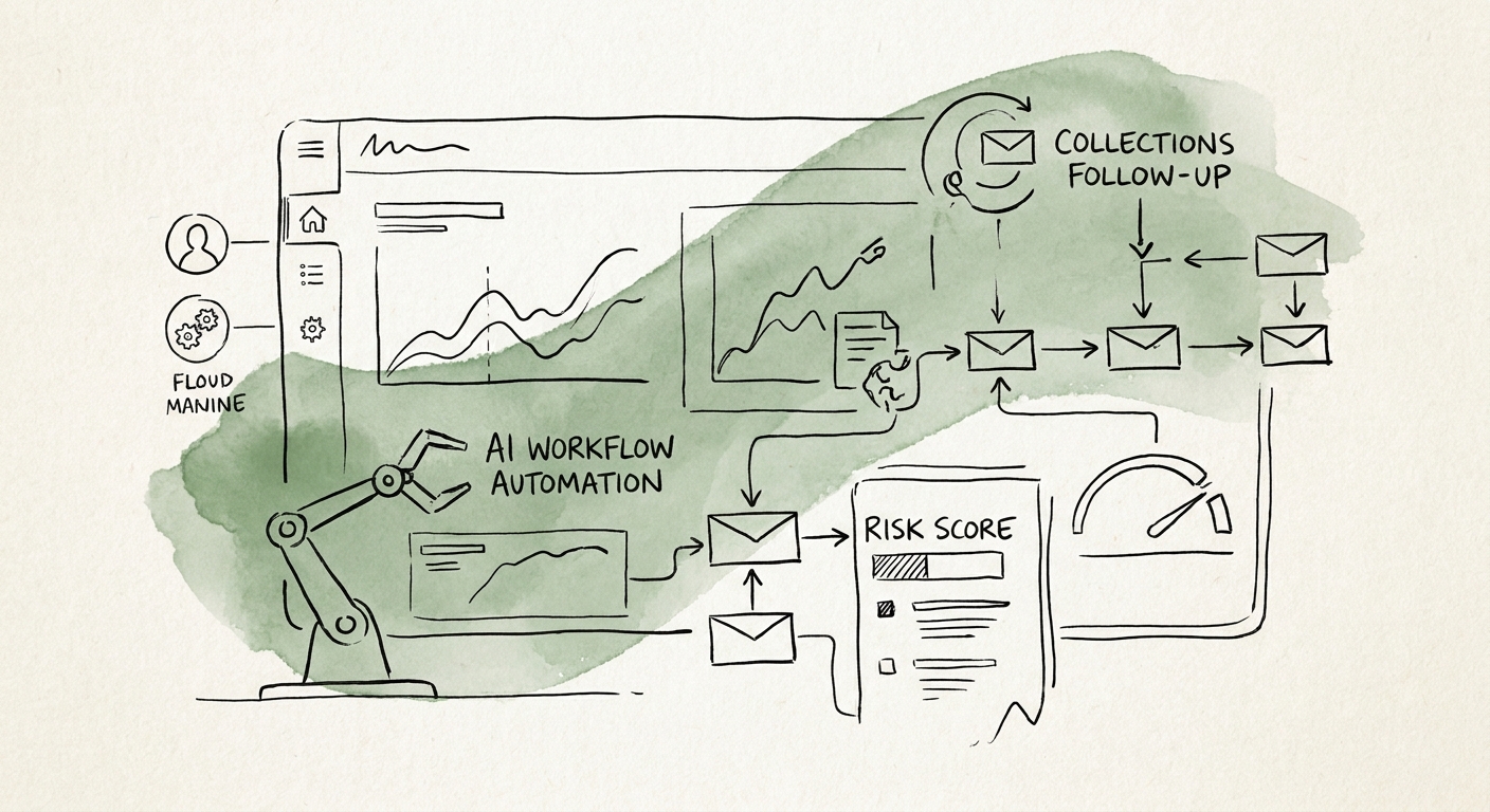 Dashboard showing accounts receivable follow-up tasks prepared for human review.