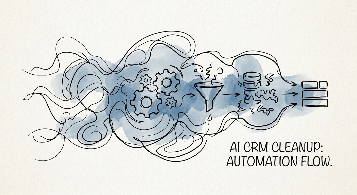 Revenue operations team reviewing AI-suggested CRM cleanup actions for duplicates, missing fields, stale records, and owner assignments.