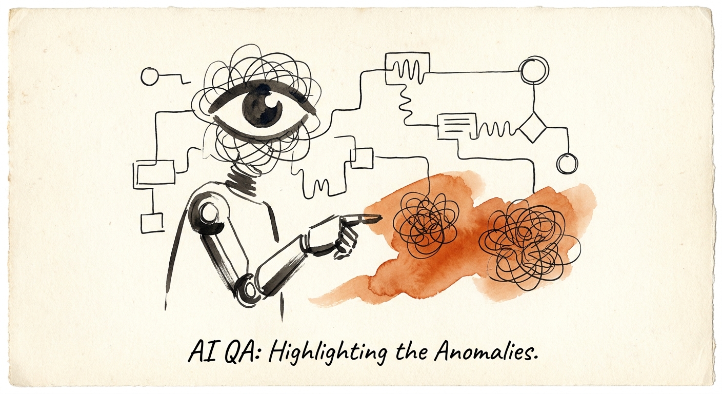 Quality assurance review lane showing AI checks and human approval gates.