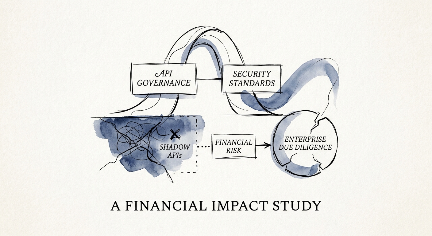A diagram illustrating the financial impact of shadow APIs on enterprise due diligence.