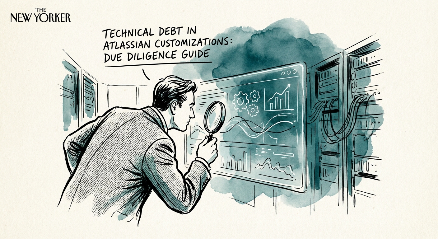 Technician analyzing technical debt metrics on a digital dashboard overlaying a server room background
