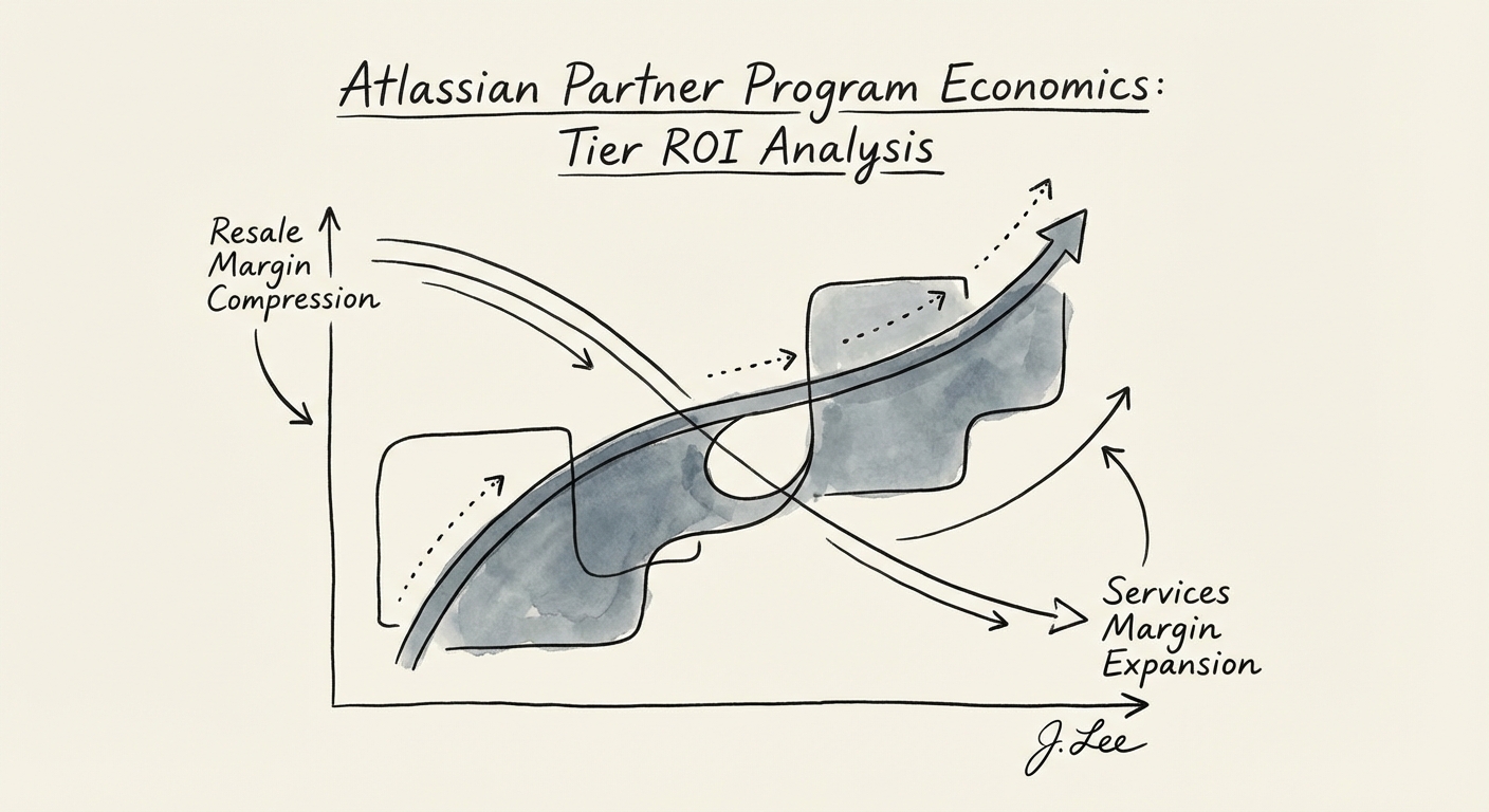 Atlassian Partner Economics Chart showing Resale Margin Compression vs. Services Margin Expansion