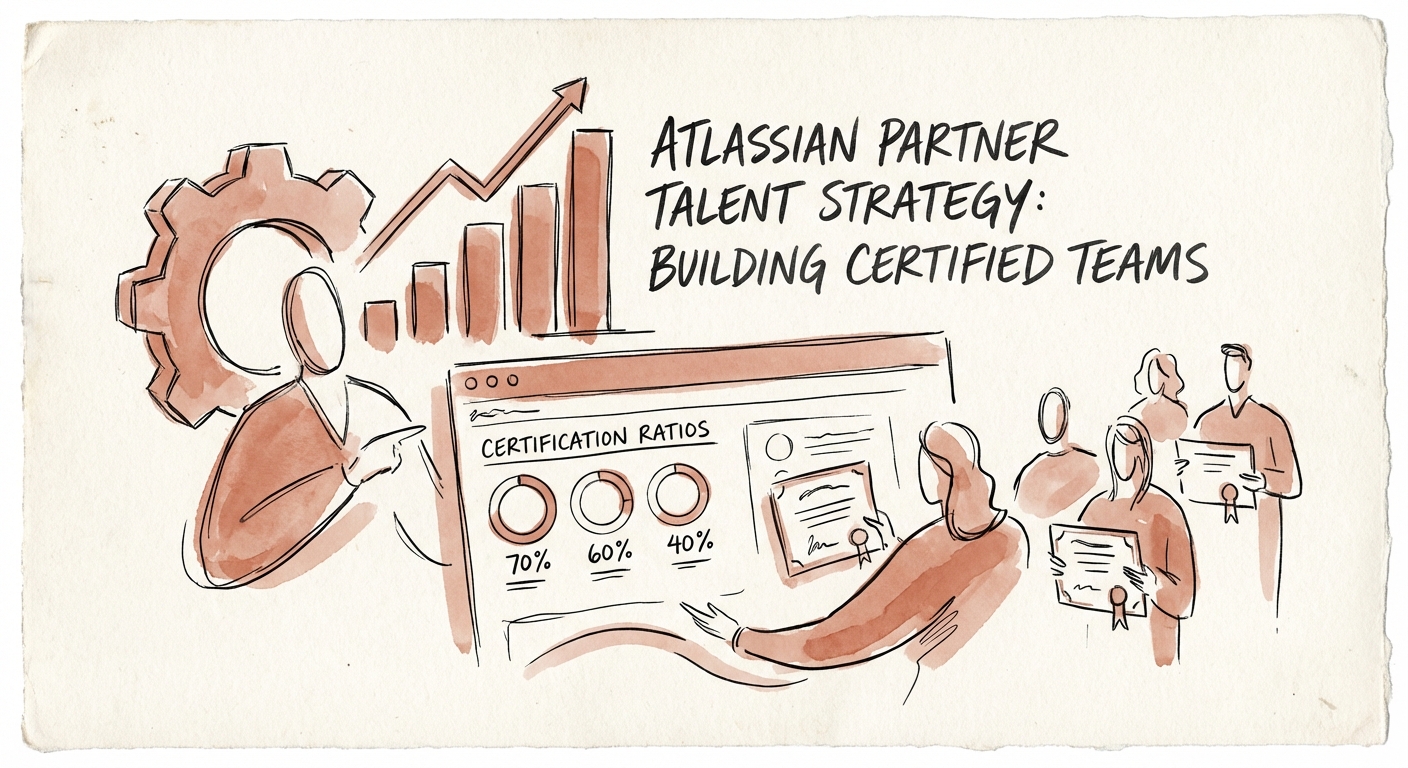 Atlassian Partner Talent Strategy Dashboard showing certification ratios
