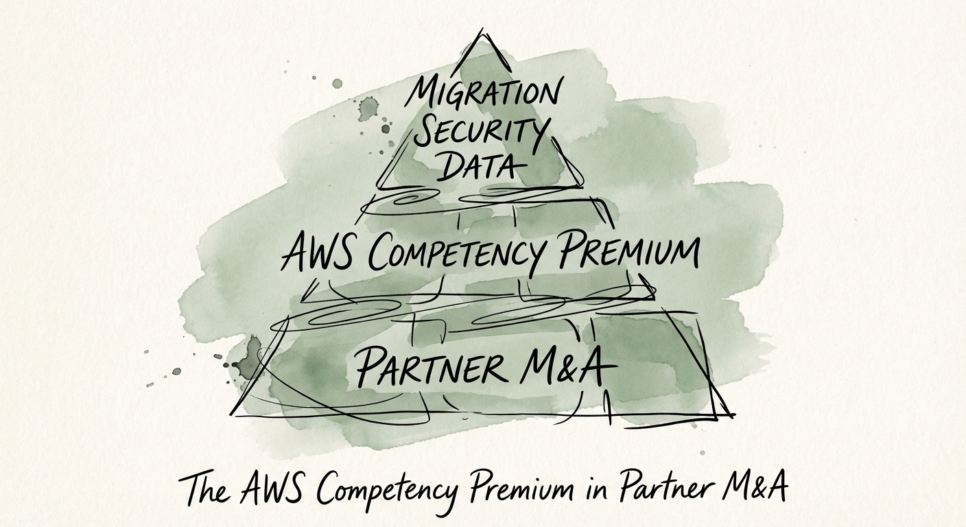 Diagram of the AWS Competency 'Valuation Pyramid' placing Migration, Security, and Data at the peak.