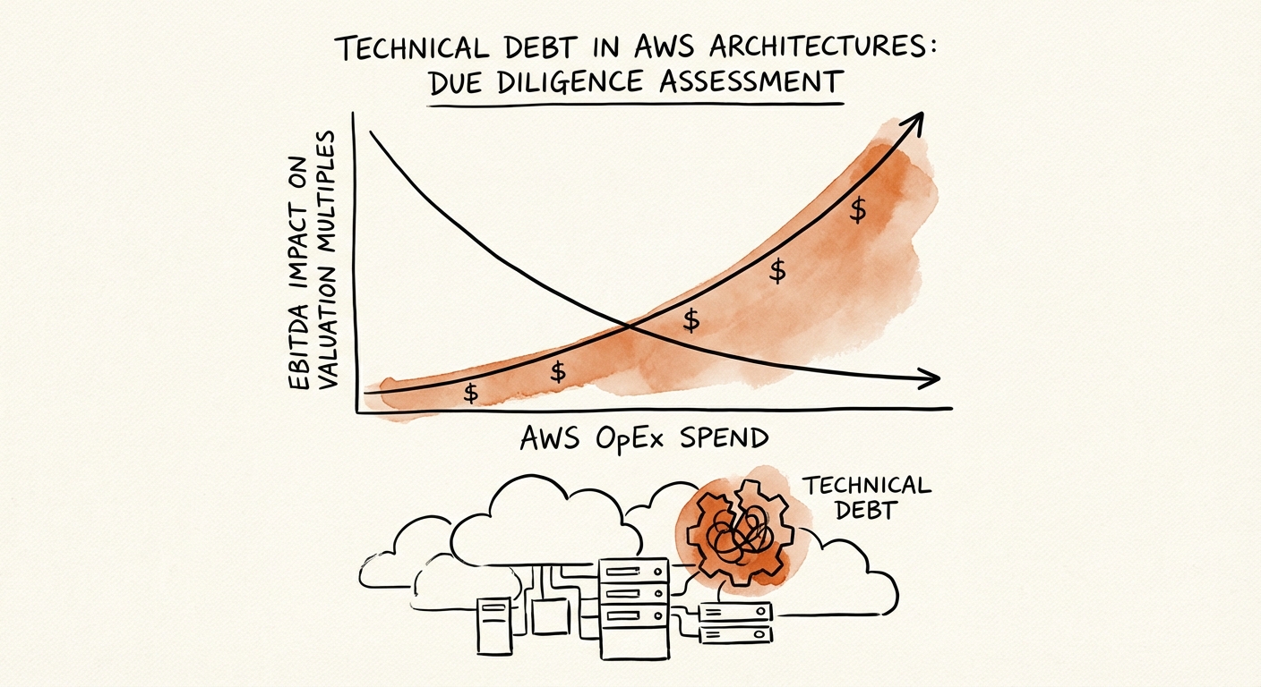 Graph comparing AWS OpEx spend vs EBITDA impact on valuation multiples
