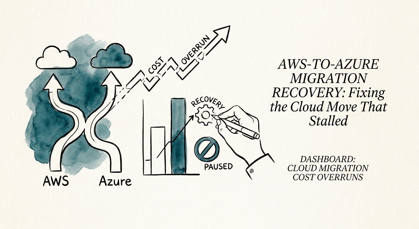 A dashboard showing cloud migration cost overruns comparing AWS and Azure expenditures.