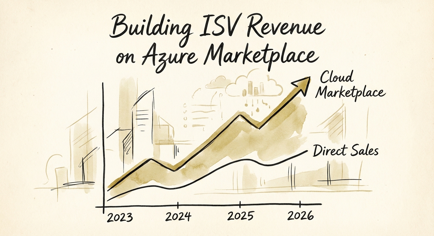 Graph showing the rise of Cloud Marketplace revenue vs Direct Sales revenue from 2023 to 2026