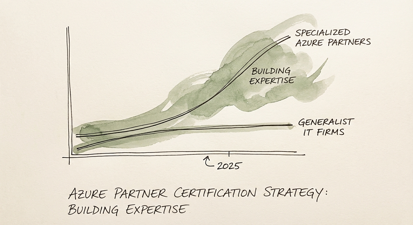 A graph showing the divergence in valuation multiples between generalist IT firms and specialized Azure partners in 2025.